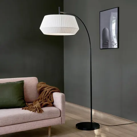 Nordlux Dicte-vloerlamp-textiel-E27-wit – afbeelding 1