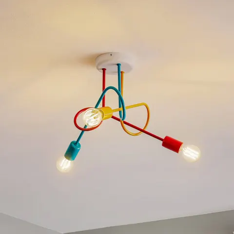 Oxford Multi Arm Semi Flush Ceiling Light Orange, Red, Turquoise 50cm – image 1