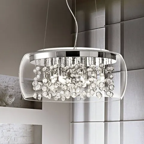 Audi 8 Light Large Blown Glass Bubbles Ceiling Pendant Chrome, G9 – image 1