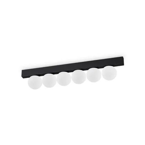 IDEAL LUX Binomio LED ceiling lamp, black, length 44 cm, 6-bulb design – black, white – image 1