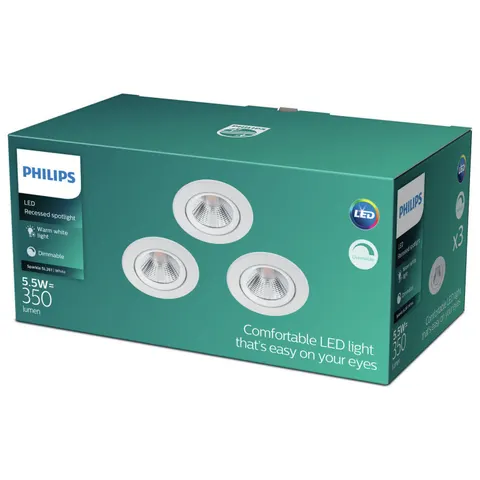 Philips Sparkle inbouwspot - 3-lichts - wit – afbeelding 1