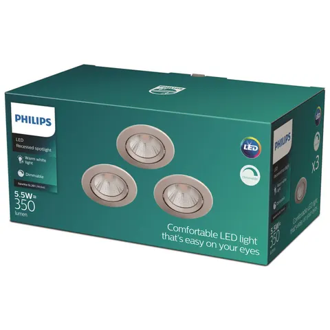 Philips Sparkle inbouwspot - 3-lichts - nikkel – afbeelding 1