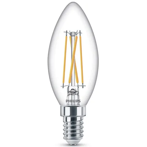 Philips LED Kaars E14 Transparant 40W Dimbaar Warm Wit Licht – afbeelding 1