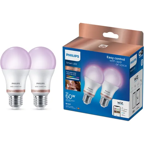 Philips WiZ E27 Colour Smart LED Wi-Fi Bulb - 2 Pack – image 1