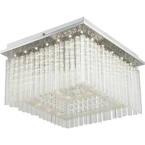 Globo Vince LED ceiling light, chrome, glass crystals – chrome, clear – image 1