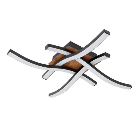 Globo Evita LED ceiling light in a wood look – black, dark wood – image 1