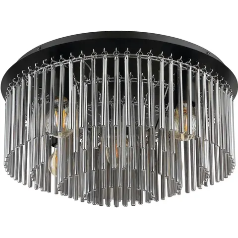 Gorley Ceiling Light Matt Black Smoke Glass Shade 5x E27 – image 1