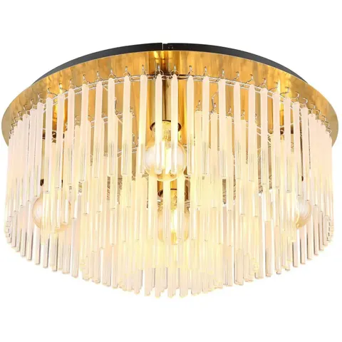 Globo Gorley ceiling light, white/gold, glass, Ø 50 cm, 5-bulb, E27 – gold, opal – image 1