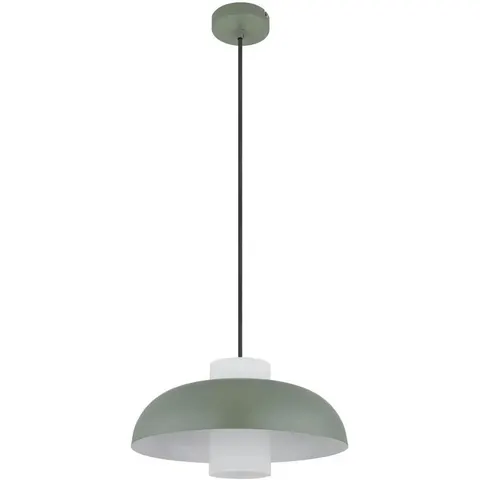 Pendellampe Lowe, grün matt, Ø 38 cm, Metall – grün matt, opal – Bild 1