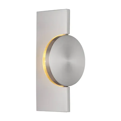 Globo Jasper LED wall lamp, height 20 cm, matt nickel, metal – matt nickel, mirror-finished – image 1