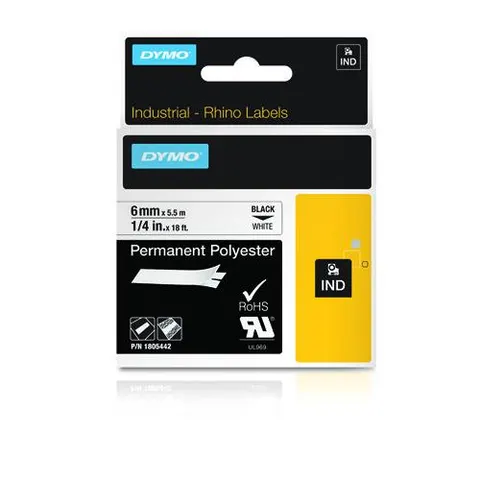 DYMO IND 1805442 - DYMO IND polyester, 6 mm, black/white – image 1