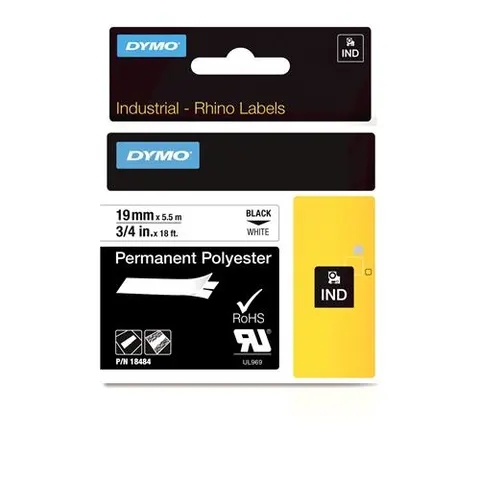 DYMO IND 18484 - DYMO IND polyester, 19 mm, black/white – image 1