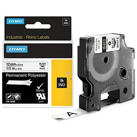 DYMO IND 18486 - DYMO IND polyester, 12 mm, black/metallic – image 1