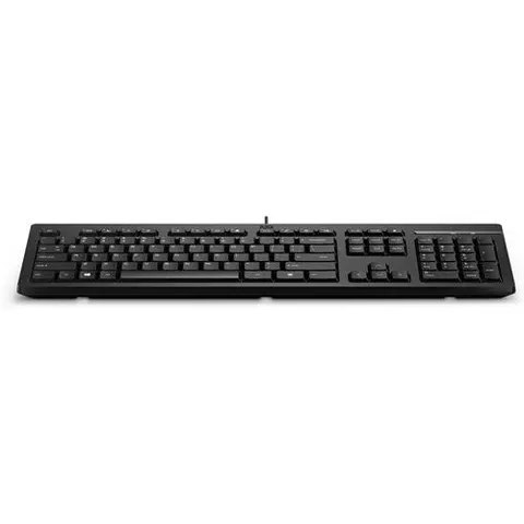 HP 125 Wired Keyboard. Keyboard form factor: Full-size Connectivity technology: Wired Device interface: USB Keyboard key switch: Membrane. Product colour: Black – image 1