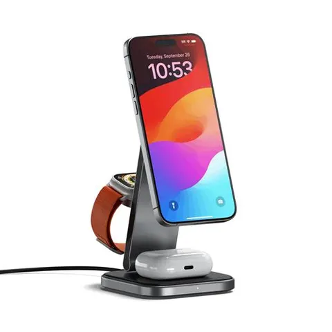 Satechi 3-in-1 Foldable Qi2 Wireless Charging Stand – Schwarz – Bild 1