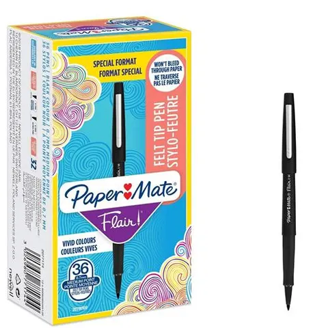 Papermate Flair felt pen Medium Black 36 pc(s) – image 1