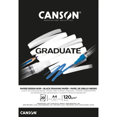 Canson Tekenblok Professioneel Extra Zwart, A5 formaat. – afbeelding 1