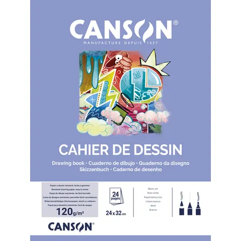 CANSON tekenblok A4, blanco, 120 g/m², 16 vel – afbeelding 1