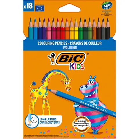 Kleurpotloden BicKids Evolution ecolutions ass blister à 18st – afbeelding 1