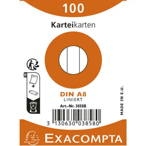 EXACOMPTA Karteikarten, DIN A8, blanko, weiß – Bild 1