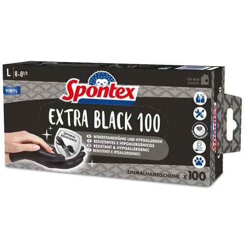 Spontex Vinyl-Handschuh Extra Black, Größe M, schwarz – Bild 1