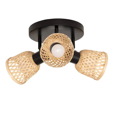 Bamboe hanglamp 3 kappen Ø 25 cm E14 – afbeelding 1