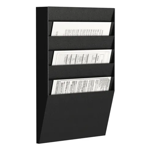 PAPERFLOW Wand-Sortiertafel 6 Fächer, A4 quer, schwarz – Bild 1