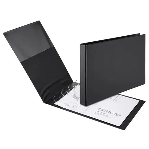 VELOFLEX Ringbücher 4-Ringe DIN A3 quer 4,50 cm schwarz – Bild 1