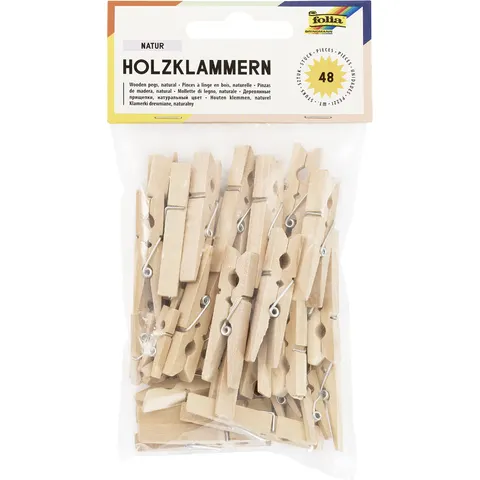 Wasknijper folia 48 stuks drie formaten hout – afbeelding 1