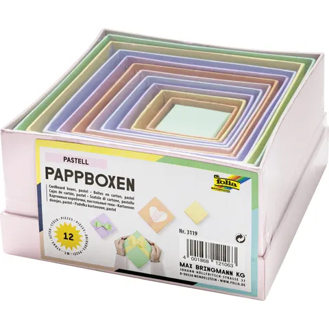 folia Pappboxen PASTELL, eckig, 12 Stück sortiert – Bild 1