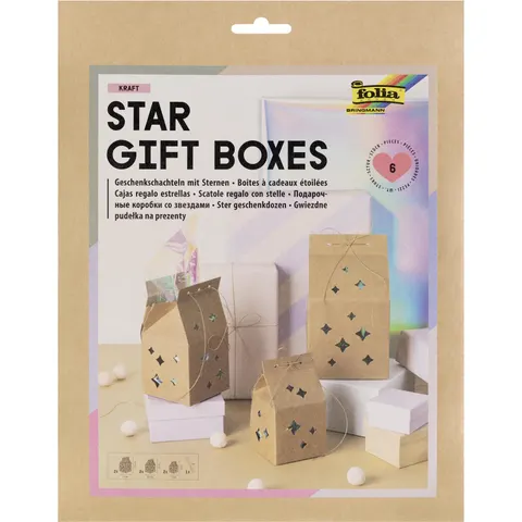 folia Geschenktüten STAR GIFT BOXES braun – Bild 1