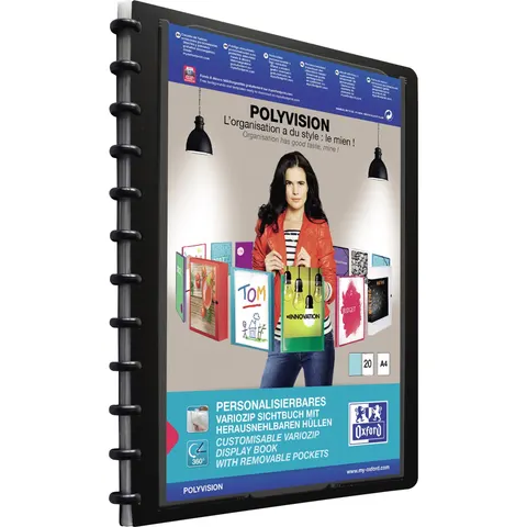 Oxford vario-zipp Ringmappe overhead, A4, schwarz – Bild 1