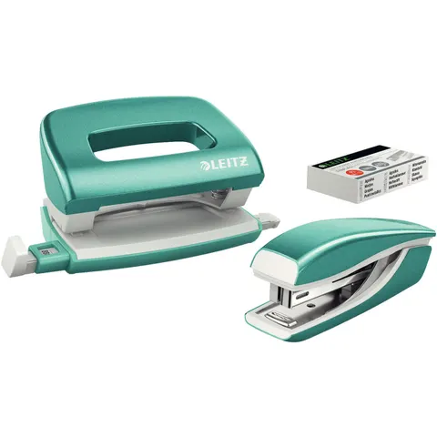 LEITZ Locher und Heftgeräte Set NeXXt WOW eisblau – Bild 1