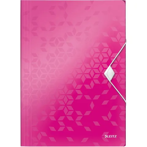 Elastomap Leitz WOW A4 3 kleppen PP roze – afbeelding 1