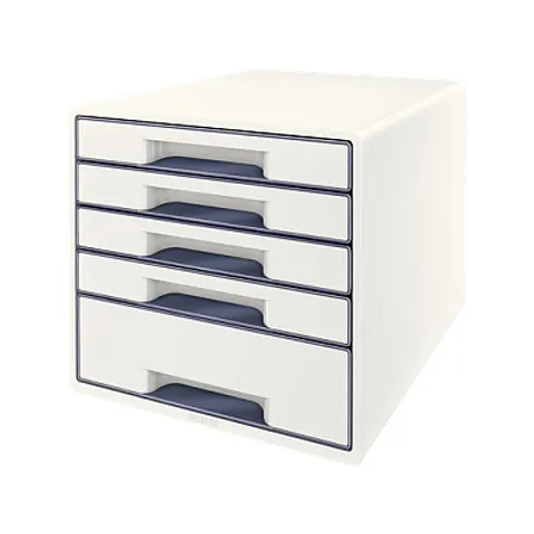 LEITZ Schubladenbox WOW CUBE, 5 Schübe, perlweiß/grau – Bild 1