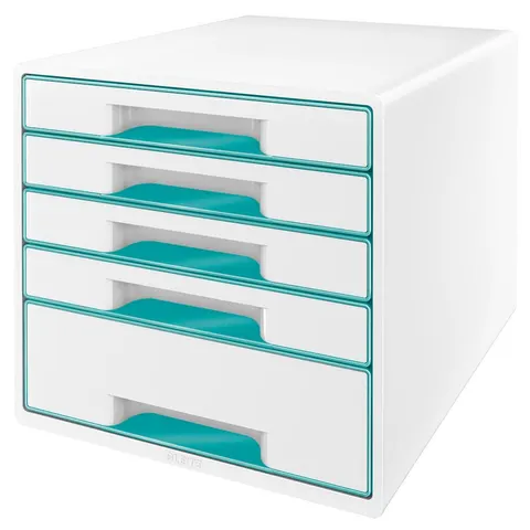 LEITZ Schubladenbox WOW CUBE, 5 Schübe, perlweiß/eisblau – Bild 1