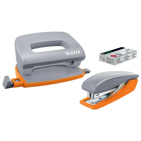 LEITZ Locher und Heftgeräte Set grau/orange – Bild 1