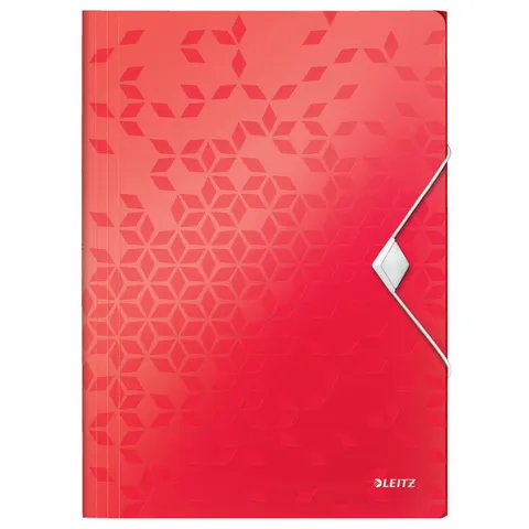 Elastomap Leitz WOW A4 3 kleppen PP rood – afbeelding 1