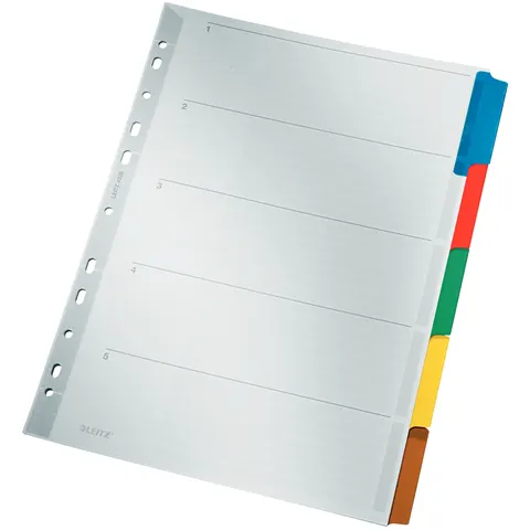 LEITZ Mylarkarton-Register, blanko, A4, 5-teilig, grau – Bild 1