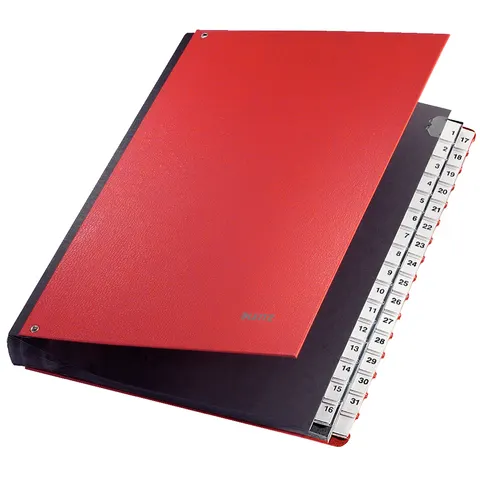 LEITZ Pultordner, A4, 1-31, 32 Fächer, Kunststoff, rot – Bild 1