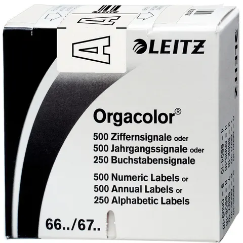 LEITZ Buchstabensignal Orgacolor , A, , auf Rolle, weiß – Bild 1