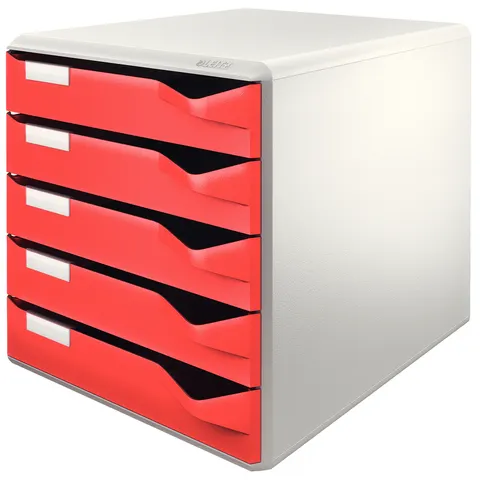 LEITZ Schubladenbox Post-Set, 5 Schübe, lichtgrau/rot – Bild 1