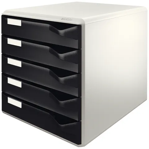 LEITZ Schubladenbox Post-Set, 5 Schübe, lichtgrau/schwarz – Bild 1