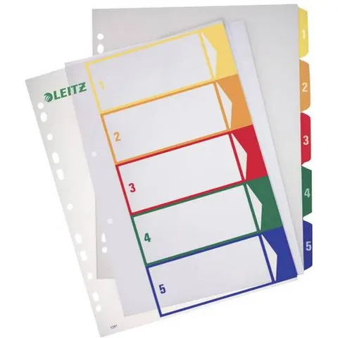 LEITZ Kunststoff-Register, Zahlen, A4 Überbreite, 1-5, PC – Bild 1