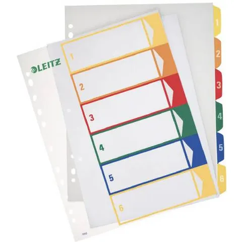 LEITZ Kunststoff-Register, Zahlen, A4 Überbreite, 1-6, PC – Bild 1