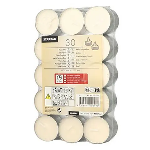 Waxinelichtjes, diameter 37 mm, wit – afbeelding 1
