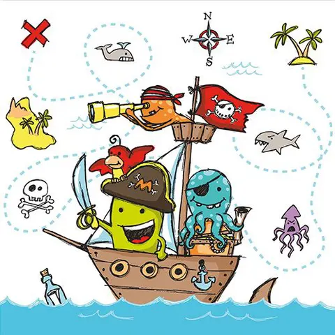 Servetten Pirate Crew 3-laags 33x33cm – afbeelding 1