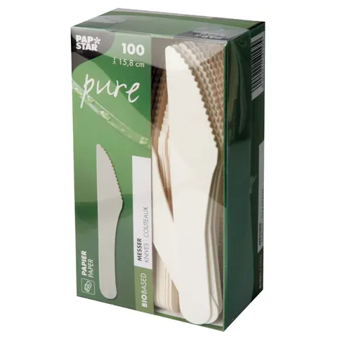 100 Messen, papier pure 15,8 cm wit – afbeelding 1