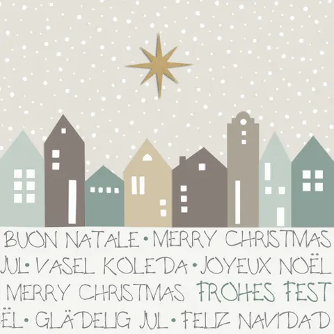 Papierservetjes met kerstdorpmotief – afbeelding 1