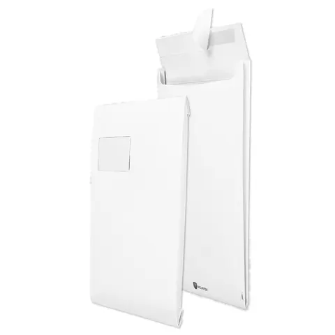 SECURITEX Faltenversandtasche C4, mit Fenster, weiß – Bild 1